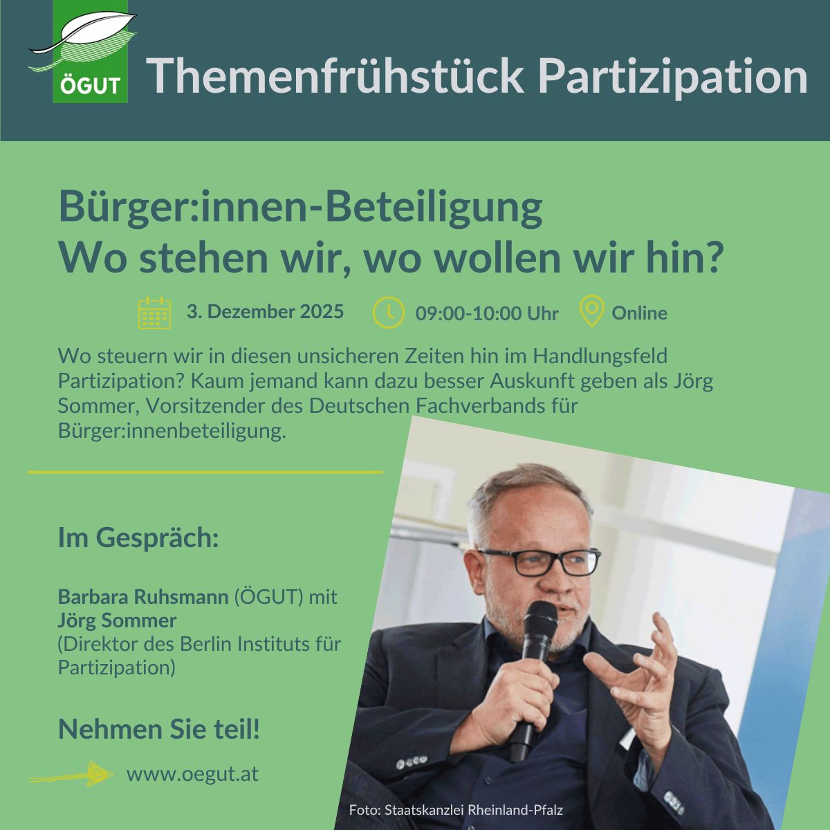 ÖGUT-Themenfrühstück mit Jörg Sommer